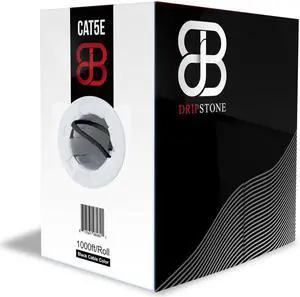 CAT5e 1000FT UTP CABLE SOLID 24AWG CAT5 NETWORK ETHERNET BULK WIRE RJ45, BLACK