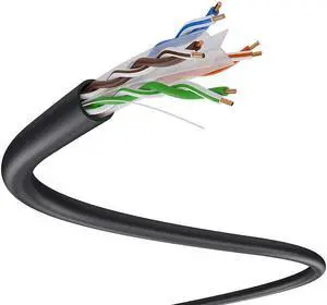 Dripstone 500ft Cat6 Outdoor Direct Burial Solid Cable 23AWG Waterproof Wire HDPE insulated Polyethylene (PE) for Indoor/Outdoor Easy pull box, Black