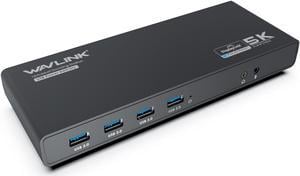 WAVLINK Universal USB C Laptop Docking Station Dual Monitors with 65W Charging Dual 4K@60Hz/Single 5K@60Hz for Windows, Mac OS, Chrome OS, Android 5.0 Later (2 HDMI & 2 DP, 5 USB 3.0 A&C, LAN, Audio)
