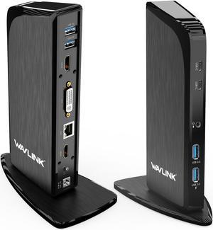 Wavlink USB C Docking Station Triple Monitor with 65W PD Charging, 100W PD USB-C, 4K HDMI, 2X HDMI, DVI, 4xUSB 3.0, 2xUSB C, Gigabit Ethern, Audio/Mic for Specific Windows,Mac OS,Thunderbolt 3 Systems