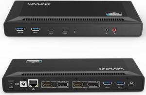 Wavlink Universal USB C Laptop Docking Station Dual Monitor 5K/4K@60Hz with 65W Host Charging for Thunderbolt 4/3, USB-C Windows, Mac, Chrome, Ubuntu 20.04,22.04(2HDMI, 2DP, 6 USB 3.0, 1Gbps Ethernet