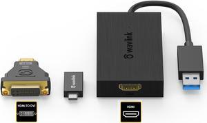 Wavlink USB3.0 to HDMI 4K Video Adapter, 3840×2160 Multi-Display Adapter, Support Laptop TV PC with Windows 7/8/8.1/10 Mac OS 10.10 or above, Chrome.With USB3.0 to Type C and HDMI to DVI converter