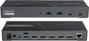 Wavlink DisplayLink Laptop Docking Station Triple Monitor 4K@60Hz For 3 Monitors, 100W Charging For Thunderbolt 3/4, USB-C/A, M1 M2 Mac/Windows/Chrome, 3 HDMI, 2 DP, 6 USB Ports, 160W Power, LAN,Audio