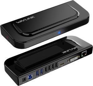 Wavlink USB 3.0 4K Universal Laptop Docking Station, USB-C Hub Dual Monitor for M1/M2 Mac, Windows, Thunderbolt 3&4,  (Dual Video: HDMI and DVI/VGA/HDMI, Gigabit Ethernet, Audio, Mic,  6 USB Ports)