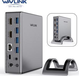 Wavlink USB 3.0 Laptop Docking Station Dual HDMI Monitor For M1/M2 MacBook Pro/Air, Surface Pro, Dell XPS, Lenovo Yoga Thunderbolt 3/4 With 100W PD, HDMI 4K & HDMI 2K, 4 USB3.0, Gigabit Ethernet,Audio