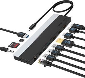 Wavlink USB-C Triple Display Docking Station Support 85W Charging for PC, Max 4K@60Hz with DisplayPort, 2xHDMI, PD, 2xUSB 3.0, 2x2.0, Gigabit Ethernet, SD/TF Slot, Audio Jack For Windows&Mac etc