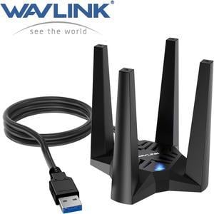WAVLINK USB WiFi 6 Adapter AX1800 USB 3.0 WiFi Dongle for PC, Dual Band 5Ghz(1201Mbps)+2.4Ghz(574Mbps), MU-MIMO, Beamforming, WPA3 Encryption, 4x3dBi Antennas, U Disc Driver, Support Windows 11/10