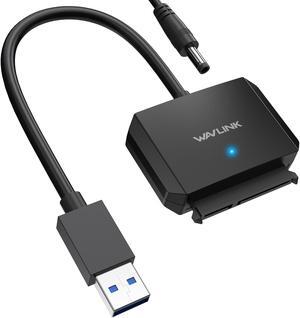 WAVLINK USB3.0 to SATA III Hard Drive Adapter Cable, SATA to USB A 5Gbps Converter, External Hard Drive Connector for 2.5"/3.5" HDD/SSD, Power Adapter Included