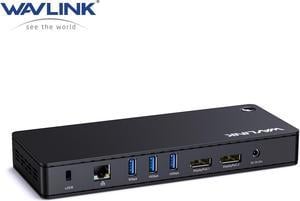 WAVLINK USB 4 Docking Station, 11-IN-1 Dual 4K Display USB-C Dock, 8K DP1, 4K DP2, 130W PD IN, 10Gbps USB3.1x3, 5Gbps USB3.0x2, Gigabit RJ45, Plug & Play on Windows/Mac OS, Work with TBT3/4 Laptops