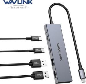 WAVLINK USB C 10Gbps Hub, 4-Port SuperSpeed USB3.2 Gen2 Splitter, USB 3.2 Hub, Aluminum USB C to 2 USB C 2 USB A Multiport Adapter for iMac/MacBook/Air/Pro/Chromebook and More Type C Devices