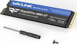 WAVLINK 2TB SSD, M.2 2280 PCIe Gen4x4 NVMe 1.3 Internal Gaming Solid State Drive with Cooling Sticker, Sequential Read/Write Speed up to 7,400/6,500MB/s, Compatible with Desktop/Laptop/PS5