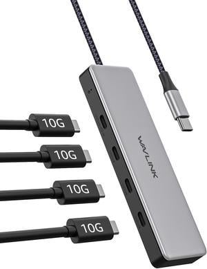Wavlink USB C Hub, Aluminum USB 3.2 Gen 2 Hub 10Gbps with 4 USB C Data Ports, Support 85W Power Delivery, USB Port Splitter for MacBook Pro/Air iMac iPad Pro Dell Chromebook and More