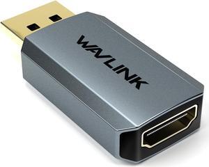 WAVLINK 4K DisplayPort to HDMI Adapter, Uni-Directional DP to HDMI Converter Male to Female, Compact Mini Active Adapter 4K/2K@60Hz, Compatible for AMD, Dell, HP, Lenovo Devices