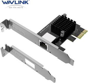WAVLINK 2.5G Base-T PCIe Network Card, 2500/1000/100Mbps PCI Express Ethernet Adapter with RTL8125B, 2.5G NIC for Windows 11/10/8/8.1/7 & Linux with Low Profile Bracket