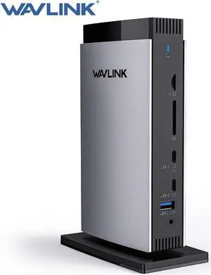 WAVLINK Universal Docking Station, Triple 4K USB C USB 3.0 DisplayLink Laptop Dock for M1 M2 M3 Mac and Windows, with 3 HDMI, 2 DP, RJ45, Audio/Mic, SD/TF, 5 USB Ports, Does Not Charge Laptops