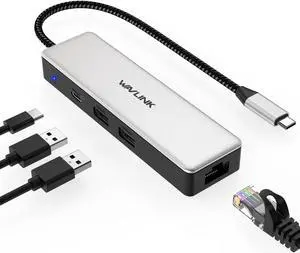 Wavlink USB C to 2.5G Gbps Ethernet Adapter USB C Hub with 85W PD Charging, 1*10G USB-C, 2*10G USB-A, 1*2.5G Ethernet Port, for MacBook Pro, Acer Aspire, HP Laptops, iPad, iPhone 15/15 Pro
