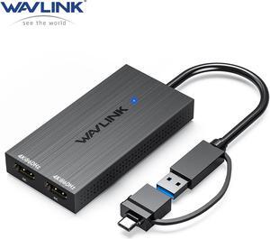 WAVLINK USB 3.1/USB C to Dual HDMI Adapter, DisplayLink Dual 4K@60Hz Monitor Hub for Dell HP Surface Lenovo, Compatible with Windows and M1/M2/M3 Mac