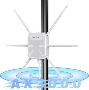 WAVLINK AX3000 WiFi 6 Range Extender Outdoor Long Range Wifi Repeater/Wireless AP/Router/Signal Booster with Dual Band/Passive PoE/IP67 Waterproof, Gigabit Port,Up to 256 Devices for Garage, Yard, RV