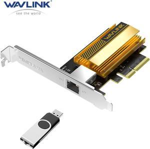 WAVLINK 10G Base-T PCIe Network Card, 10000/5000/2500Mbps PCI Express Ethernet Adapter with AQC113 Controller, 10G NIC for Windows 11/10 & Linux with Low Profile Bracket