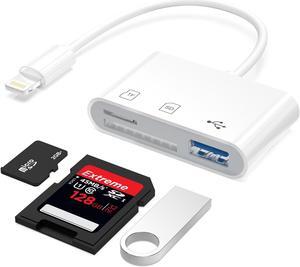 WAVLINK 3-in-1 Card Reader Lightning to SD/TF Card Adapter for iPhone with USB 2.0-A Port, Compatible with iPhone iPad, Supports Digital Camera SLR UAV Dash Cam Memory Card, Plug and Play