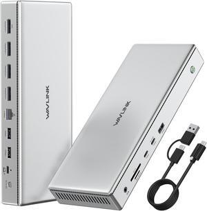 WAVLINK DL7400 10K USB C Docking Station, DisplayLink Quad 4K Dock for M1/M2/M3 Mac & Windows, 15 in 1 Laptop Dock with 100W Charging, 4xDisplayPort(1.4), 2.5G LAN, USB 3.2-A/C