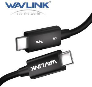 WAVLINK Thunderbolt 5 Cable 1ft, 20Gbps Fast Data Transfer, 240W Power Delivery USB-C Cable, 8K/16K Display Support, Backwards Compatible TB4/3/USB4/3, Ideal for Gaming, Laptops, Monitors and Docks