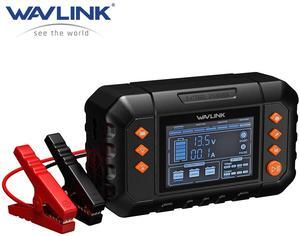 WAVLINK 280W Smart Battery Charger, Max. 20A Trickle Charger with LCD Display, for 6V/12V/24V Lead-Acid/Lithium/LiFePO4 Batteries, Battery Maintainer and Desulfurizer for Cars, Boats, Motorcycles