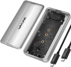 WAVLINK 40Gbps USB4 PCIe NVMe SSD Enclosure, for 2230/2242/2260/2280 B+M/M-Key PCIe SSD, Tool-Free Installation, Supports TBT4/TBT3/USB4/USB3.2 and more, Compatible with MacBook/Mac Mini M4/M3/M2/M1