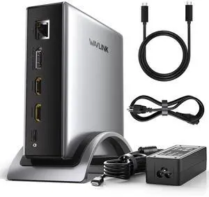 WAVLINK PD3.1 Triple Display USB C Docking Station with 140W Power, 8K HDMI x 2 + 8K Displayport Triple Display Dock, RJ45, 10G USB-C, 2 USB-A 3.0,3.5mm Audio/Mic, for M1/M2/M3&Win