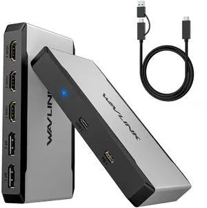 WAVLINK Triple 4K@60Hz Universal Display Dock, USB-C/A to HDMI/DisplayPort Adapter with 100W PD IN, 3*HDMI+2*DP, Suitable for Thunderbolt 5/4/3 Laptops, Intel/M1/M2/M3/M4 MacBook