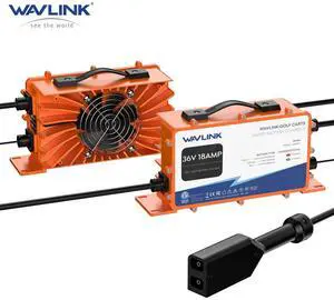 WAVLINK Golf Cart Smart Battery Charger 36V 18A Max, 738W Output, IP67 Waterproof, LiFePO4/NMC/Lead-Acid Compatible, Intelligent Charging with CPU-Controlled PWM Technology