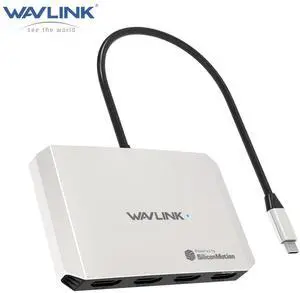 WAVLINK USB-C to Quad HDMI Adapter, 4K USB-C Adapter, Support PD In 140W Out 130W, Compact and Portable, Compatible with Windows, macOS, Chrome OS, Linux, Harmony, and Android
