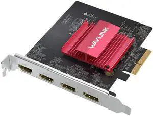 WAVLINK PCIe 3.0 to Quad 4K@60Hz HDMI Graphics Card - Global Debut with DisplayLink DL7400, 4 HDMI Ports, PC Video Card with Standard Profile, Supports Multiple Monitors for Windows 11/10 & Ubuntu