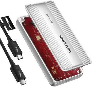Wavlink 80Gbps USB4 V2 PCle Gen4 NVMe SSD Enclosure | JHL9480 Powered | 6000+MB/s Read & 5000+MB/s Write | Cooling Fan | Plug & Play | Compatible with TB4/5, USB4 | For M4/M3/M2 Mac