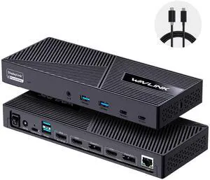 Wavlink USB C Triple Monitor Docking station With 100W Laptop Charging, 3X HDMI, 2X DisplayPort, 6X 10Gbps USB Ports, Gigabit Ethernet, Audio&Mic for MacBook M1/M2/M3/M4, USB4, Windows& More