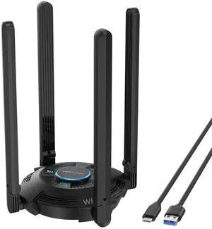WAVLINK WiFi 7 BE6500 Tri-Band USB 3.0 Wireless Network Adapter (2.4G/5G/6G, 688+2882+2882 Mbps), with Built-in Driver, WPA3, MLO & Multi-RU, 5dBi High Gain Antennas - Windows 11/10 Only