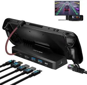 WAVLINK Steam Deck/ROG Dock, 6-in-1 Docking Station for Steam Deck/ROG, Steam Deck Accessories with 4K@144Hz/2K@165Hz/1080P@240Hz HDMI 2.0, 100W PD IN(85W for Host), 3x 10G USB 3.2, Gigabit RJ45