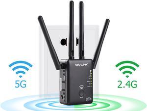 Wavlink Wireless Wifi Router / Range Extender AC1200 w/ 5dBi High Performance Antennas Dual Band 2.4GHz 300Mbps + 5GHz 867Mbps Ethernet Signal Booster Repeater Access Piont for Guest Network - Black