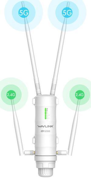 WAVLINK AC1200 High Power Dual-Band Outdoor Wireless Range Extender/Access Point (AP)/Wifi Repeater/Signal Booster with Passive POE, 802.11AC, 4 High Gain Antennas, Gigabit Port, Weatherproof
