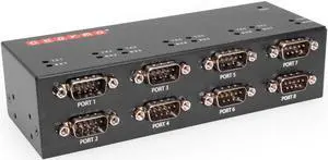 Gearmo Industrial USB 8 Port Serial RS-232 adapter w/FTDI Chipset, COM Retention, RX/TX LED Indicators, DIN Rail Mount Bracket, & Surface Mounting Brackets