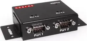 Gearmo USB Industrial 2-Port Serial RS-232 w/FTDI Chipset, RX/TX LED Indicators, DIN Rail Mount Bracket, & Surface Mounting Brackets