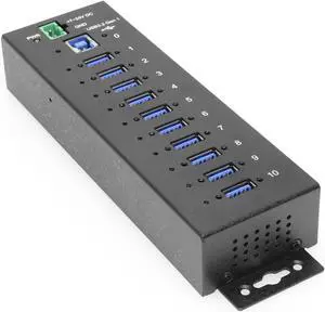 Coolgear 10 Port Managed USB 3.2 Gen 1 Hub w/ 15KV ESD Surge Protection Per Port