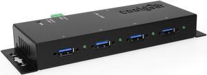 Coolgear USB 3.2 Gen 1 4-Port Industrial Hub Metal Case with Screw Lock Cable Option