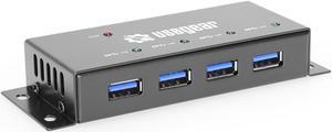 USBGear Compact 4-Port USB 3.2 Gen 1 Mini High-Power Hub w/Power Adapter, Port Status LEDs, 5 Gbps Data, Surface Mountable