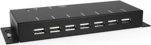 USBGear Slim 7-Port USB 2.0 Hub with Power Adapter - 480Mbps Data, LED Indicators, Self-Powered, Plug & Play for PC & Mac