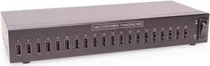 CoolGear 20 Port USB 2.0 Industrial High Power 2.4A Charging Hub w/ ESD Surge Protection & Port Status LEDs