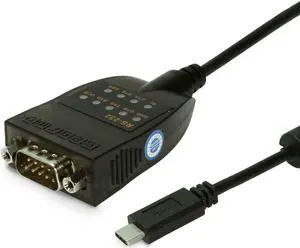 Gearmo USB-C to RS-232 Serial Adapter, FTDI Chip, LED Indicators, High-Speed Data Transfer, Cross-Platform Compatible