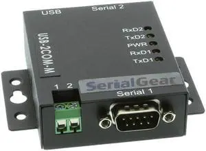 Coolgear 2 PORT USB to Serial RS-232 DB-9 Adapter Industrial Metal Housing