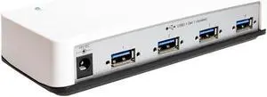 Coolgear 4 Port USB 3.2 Gen 1 Hub, 5Gbps Speeds, 15KV ESD Surge Protection, Screw Locking Ports, Power Adapter Included