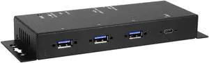 Coolgear Industrial 4 Port USB 3.2 Gen 1 Type-C Power Delivery Hub w/Surge Protection, Variable Voltage Input & Surface Mountable